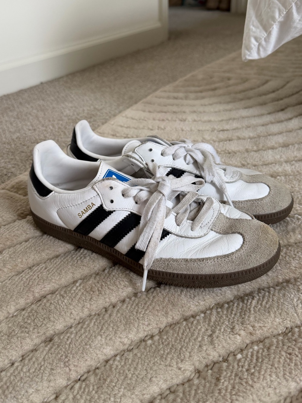 adidas Samba White Sneakers with Black Stripes